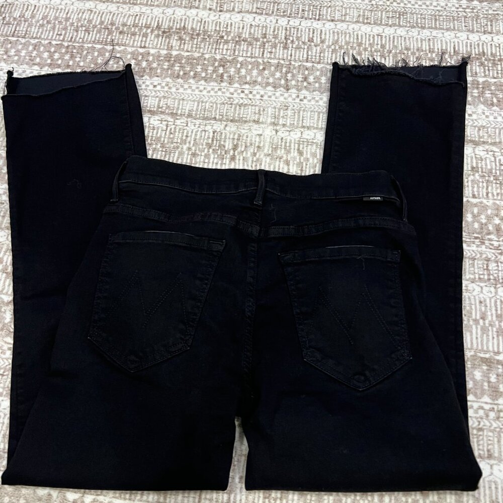 MOTHER The Insider Crop Step Fray Jeans Not Guilty Black Wash Size 27 - Picture 7 of 11
